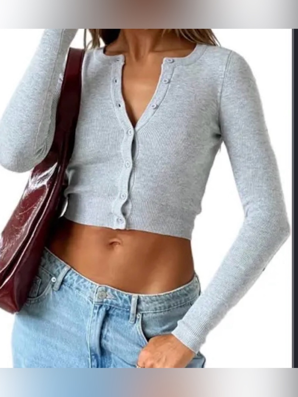 Zara ribbed gray cropped button up cardigan in a M
